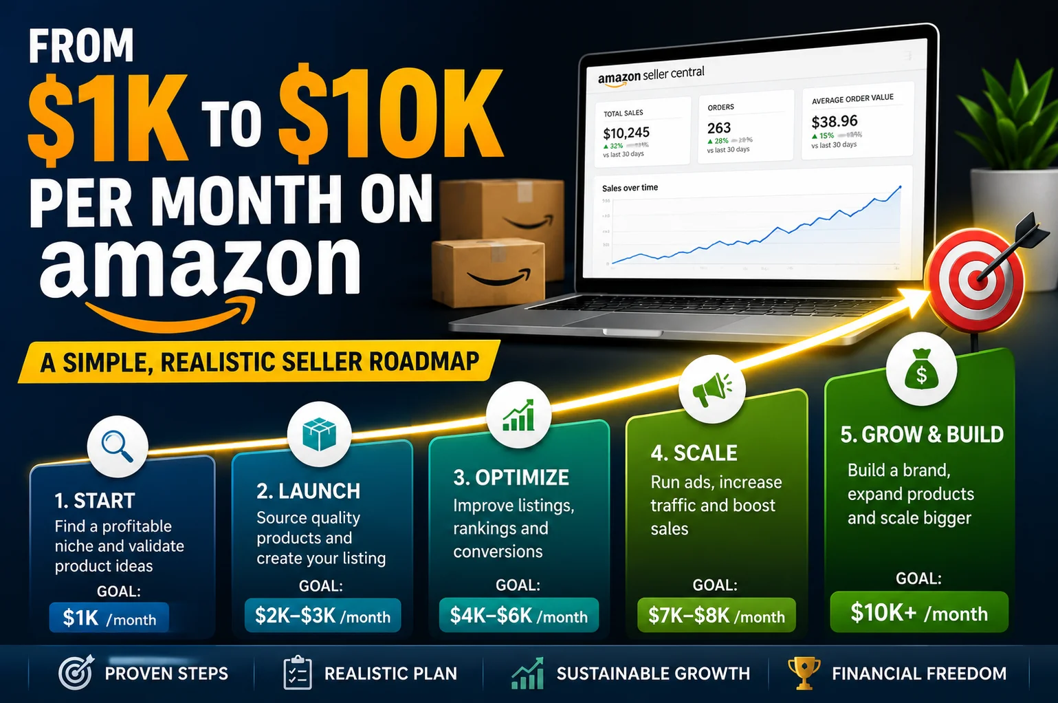 From $1K to $10K Per Month on Amazon: A Simple, Realistic Seller Roadmap